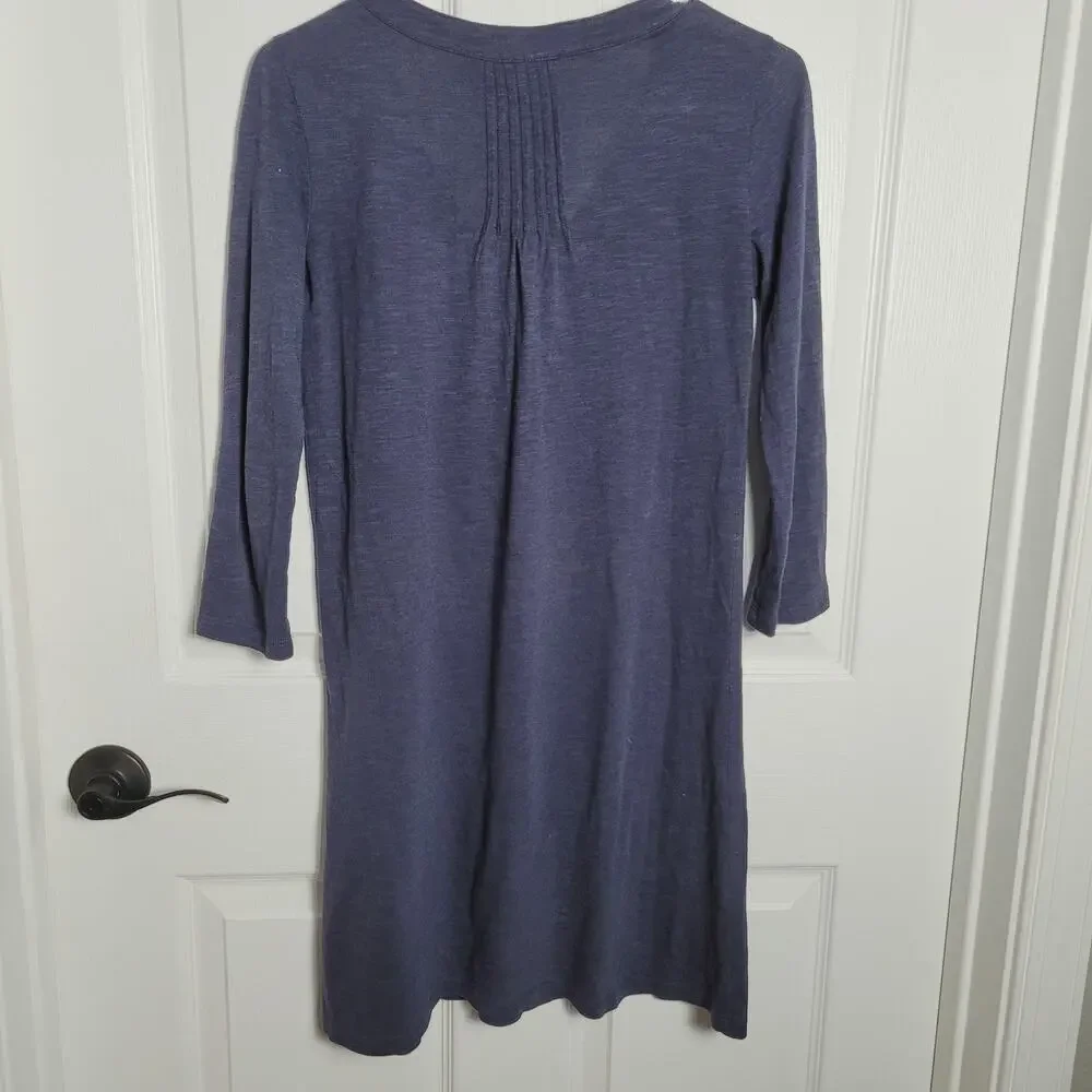 Lilly Pulitzer Dress XXS Amberly Navy Blue Pintuck Henley 3/4 Sleeve Modal Knit - Picture 6 of 11